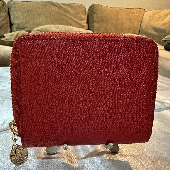 New DKNY Red Leather Zipper Wallet, (NWOT) - Picture 2 of 12
